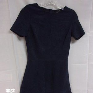 Navy Micro Suede Fit & Flare by Aqua, Size S, Short Sleeves